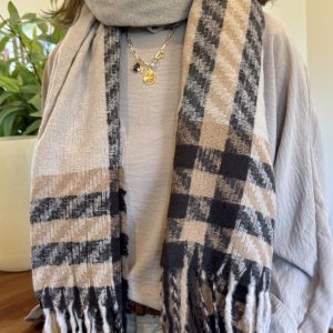 ECHARPE BEIGE CON NEGRO